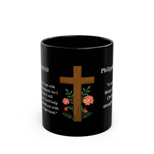 Inspirational Black Faith Mug, 11oz